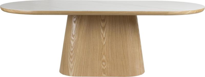 Elegant Ovalt Spisebord i Hvid Marmor - 200 cm