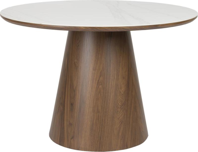 Elegant Rundt Spisebord i Mørk Natur Marmorlook Ø115 cm