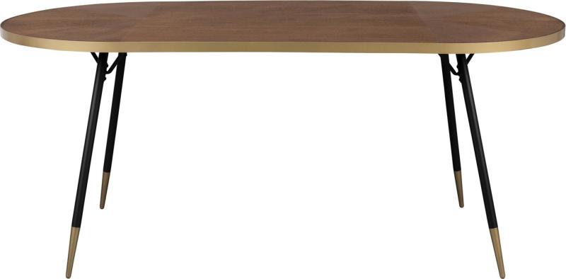 Sort Denise Ovalt Mørk Natur Askefiner Med Metalstel 180x90x75 Studio White Spisebord - 8718548048751