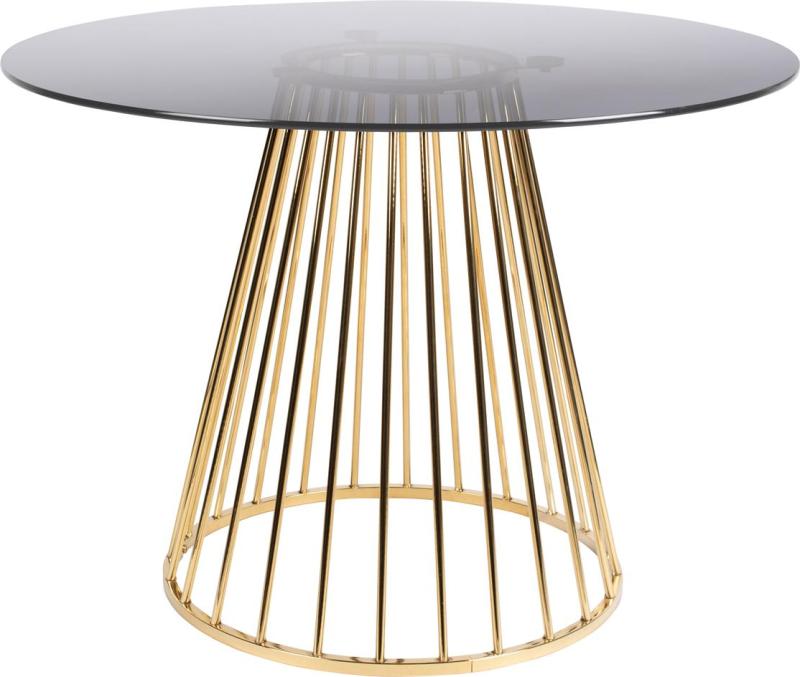Hvidt Rundt Floris Spisebord med Guldmetalstel - 104 cm