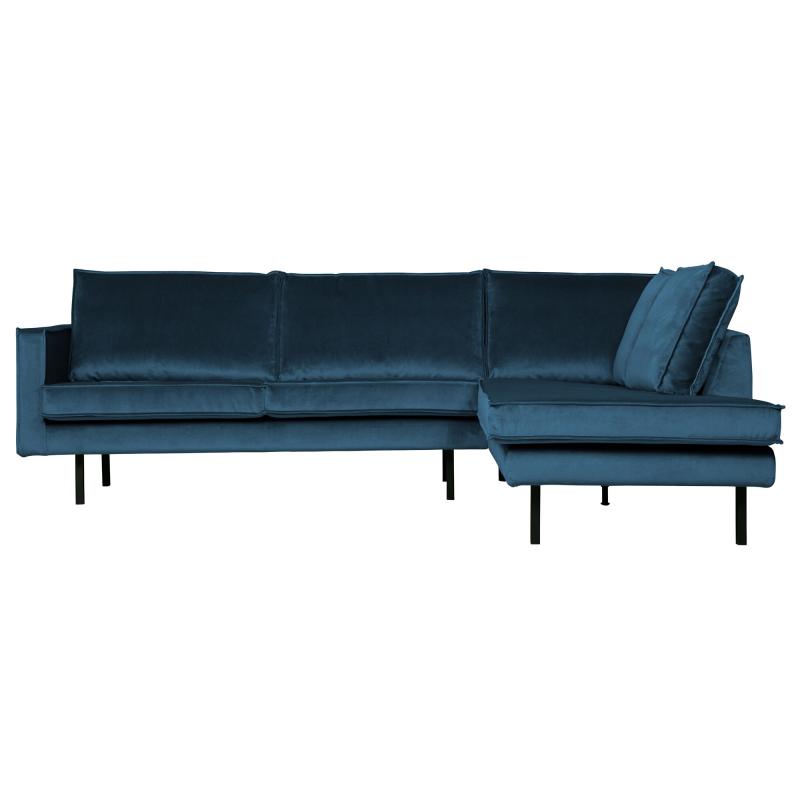 Blå Rodeo Hjørnesofa i Velour - Højrevendt Elegance