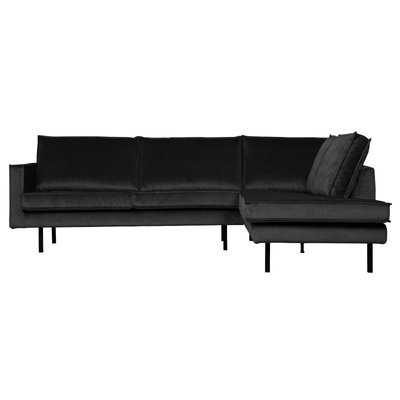 Elegant Højrevendt Velour Hjørnesofa i Anthracite