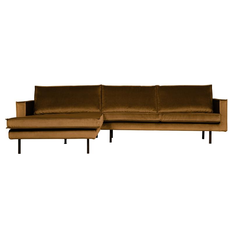Gul Rodeo Chaiselong Venstrevendt i Velour – BePureHome