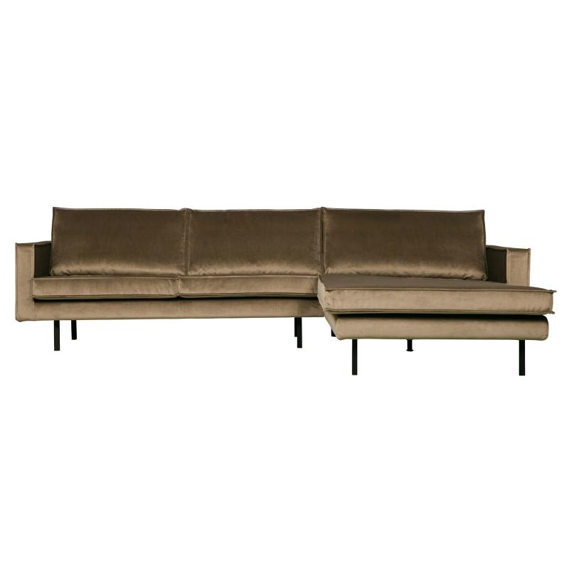 Elegant Højrevendt Chaiselong i Taupe Velour - Black Friday!