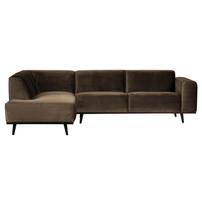 Brun Venstrevendt Hjørnesofa i Velour fra BePureHome