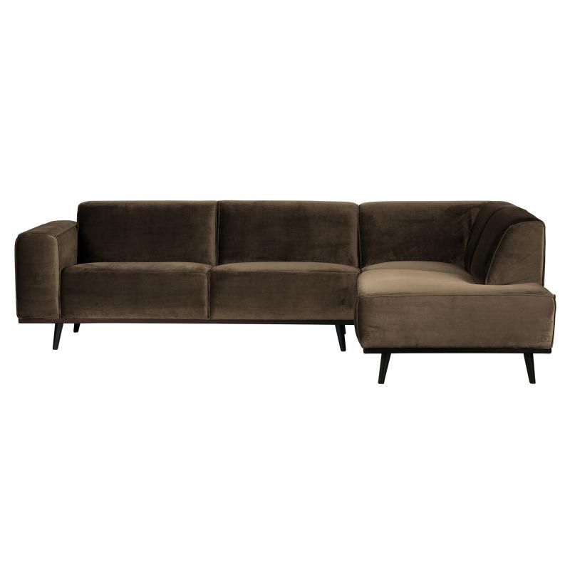 Brun Højrevendt Hjørnesofa i Velour fra BePureHome