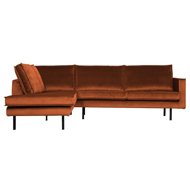 Elegant Rustfarvet Velour Hjørnesofa - Stilfuld Komfort