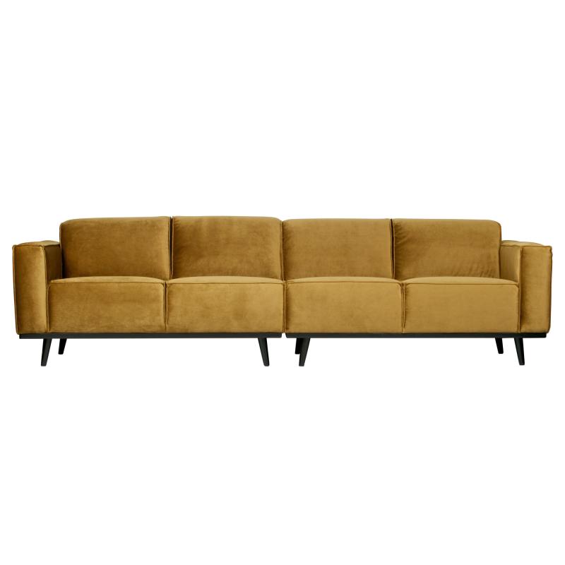 Gul 4-personers Velour Sofa i Honey Yellow fra BePureHome