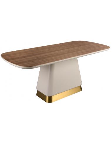 Moderne Spisebord i Gylden Stål og Valnøddefinr 200 cm