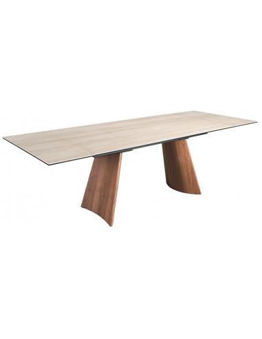 Moderne Spisebord med Udtræk i Stål og Porcelæn 180-260 cm