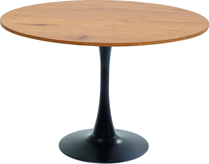 Sort Schickeria Rund Laminat Egetræslook Stål Ø110 Kare Design Spisebord - 4025621869627