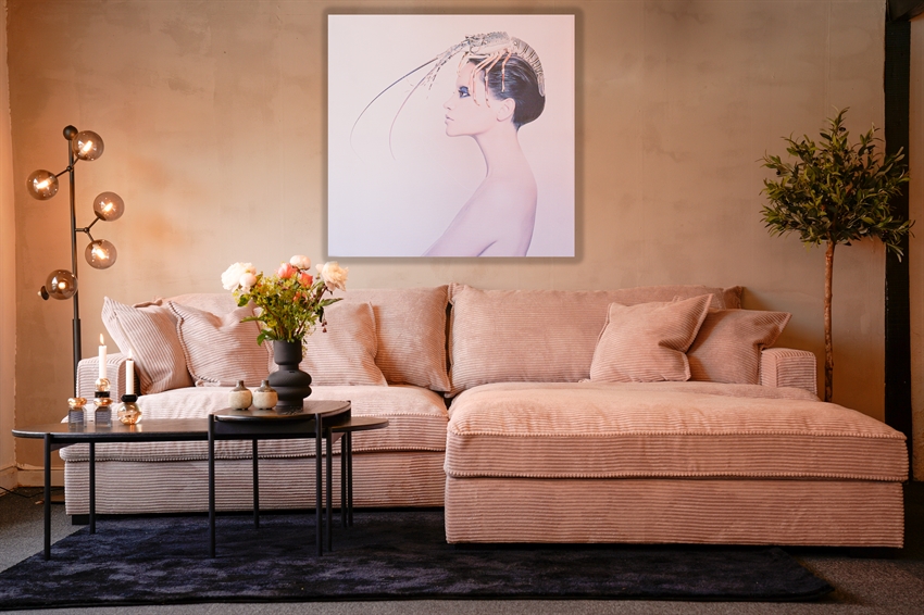 Chelsey Flamingo Fløjl Flyder Personers Sofa