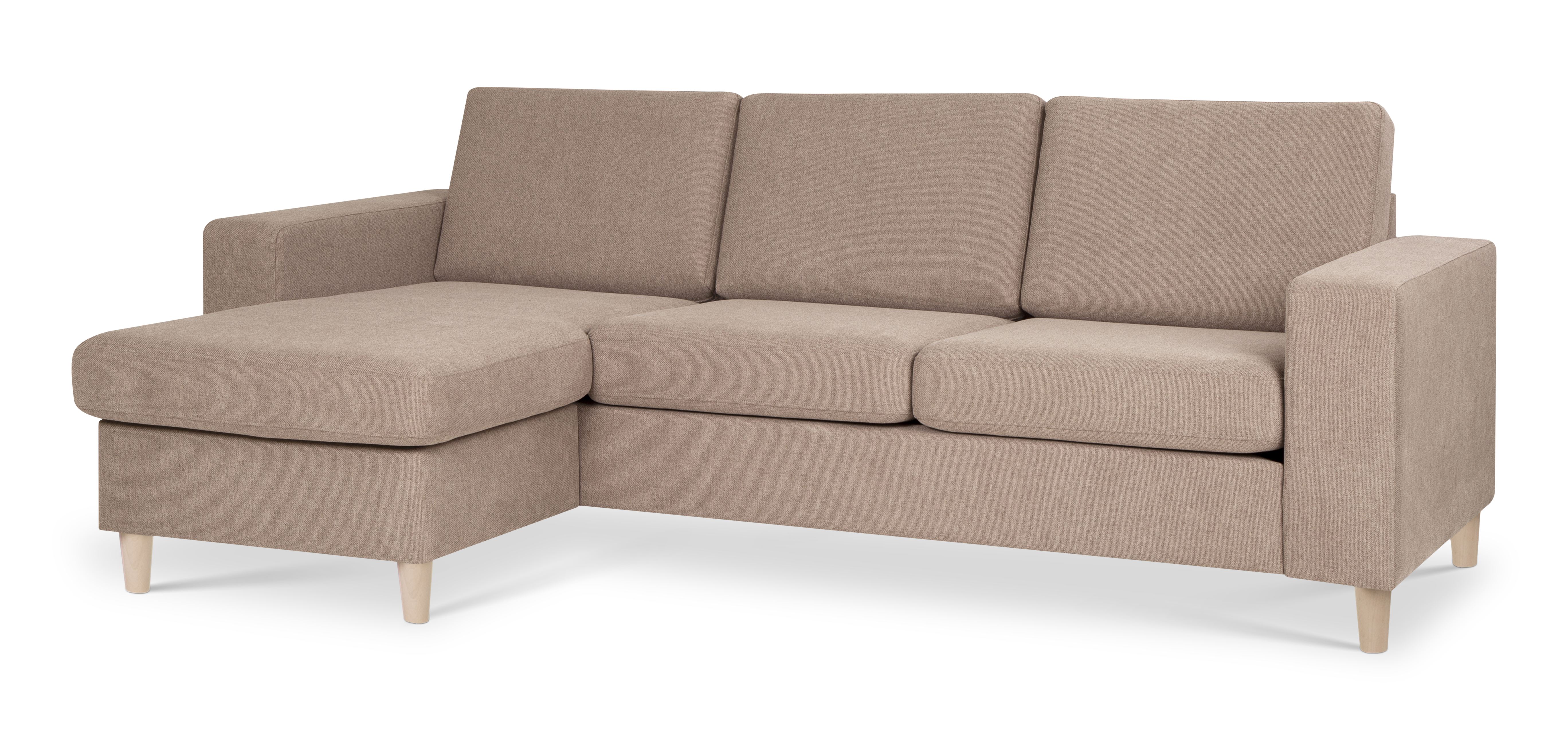 Beige Chaiselongsofa i Antelope Polyester og Naturtræ