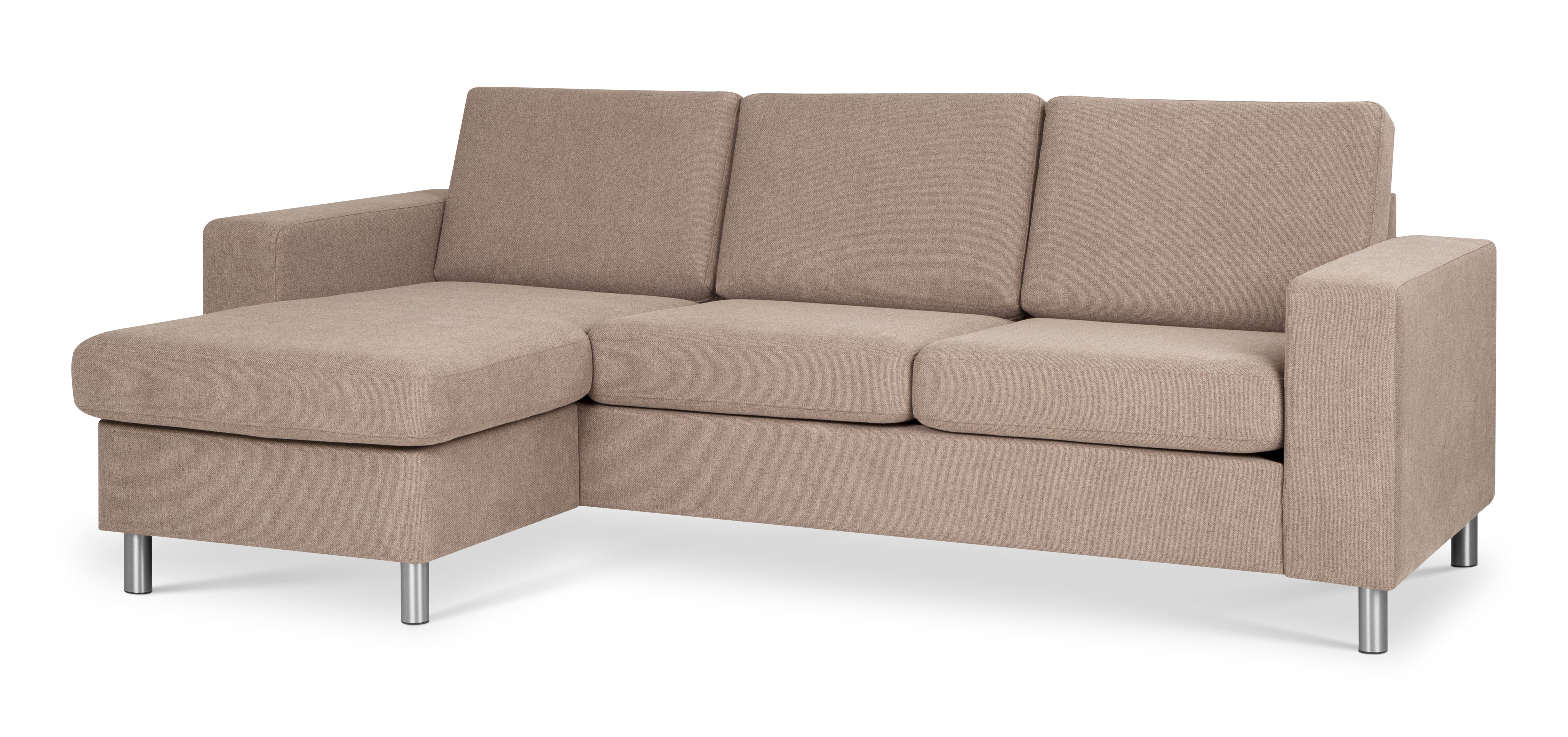 Beige Chaiselongsofa i Antelope Polyester med Aluminium Ben