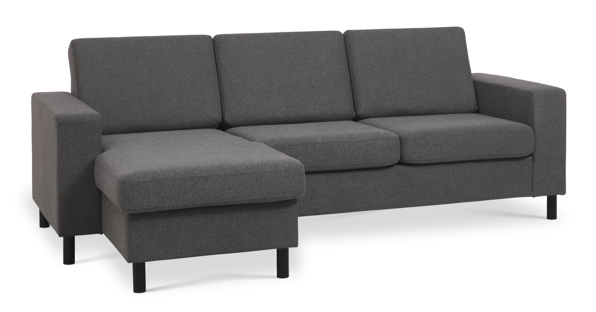 Stilfuld Chaiselongsofa i Antracitgrå Polyester med Træben