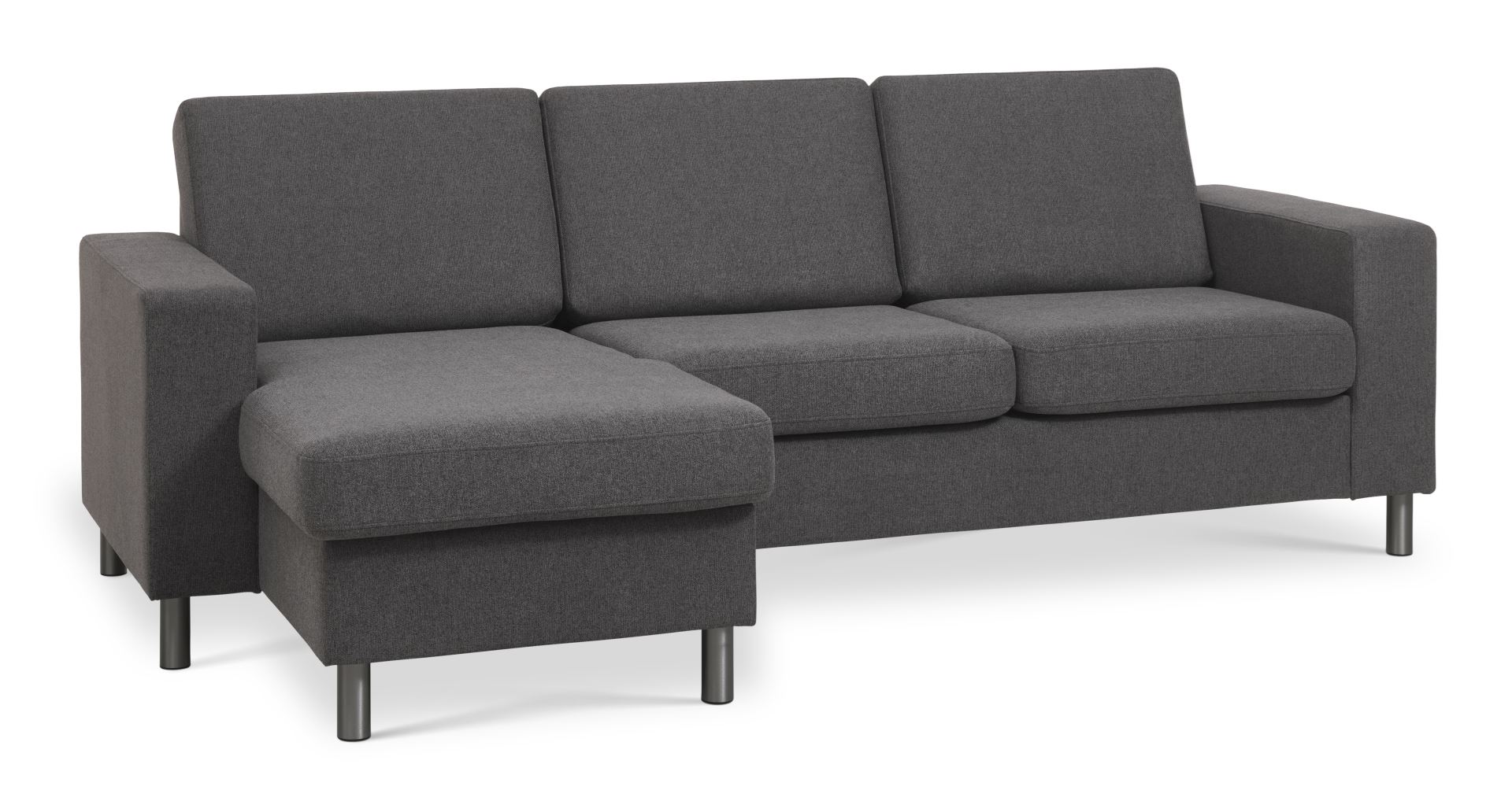 Elegant Antracitgrå Chaiselongsofa med Løse Puder