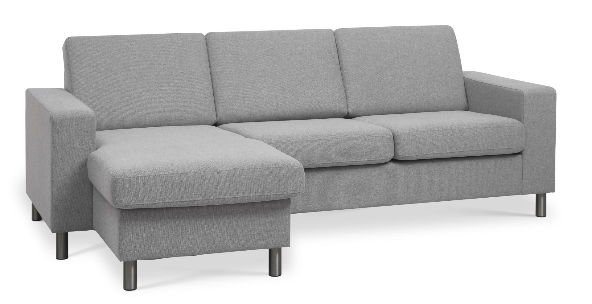 Grå Pan Set Med Chaiselong Polyester Stof Børstet Aluminium Lexpo Living Sofa - 5715249010530