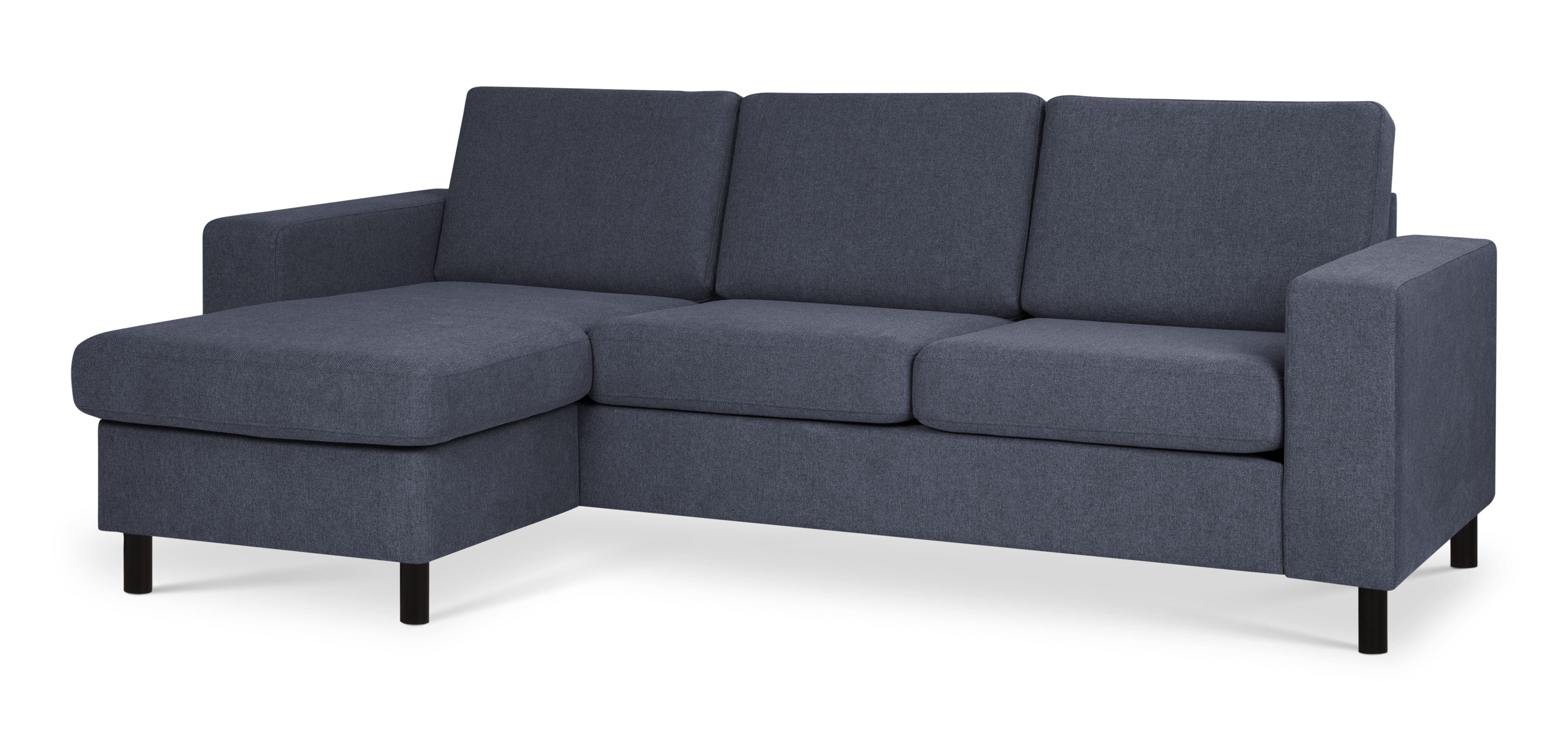 Elegant Chaiselongsofa i Blå Polyester med Sort Træ