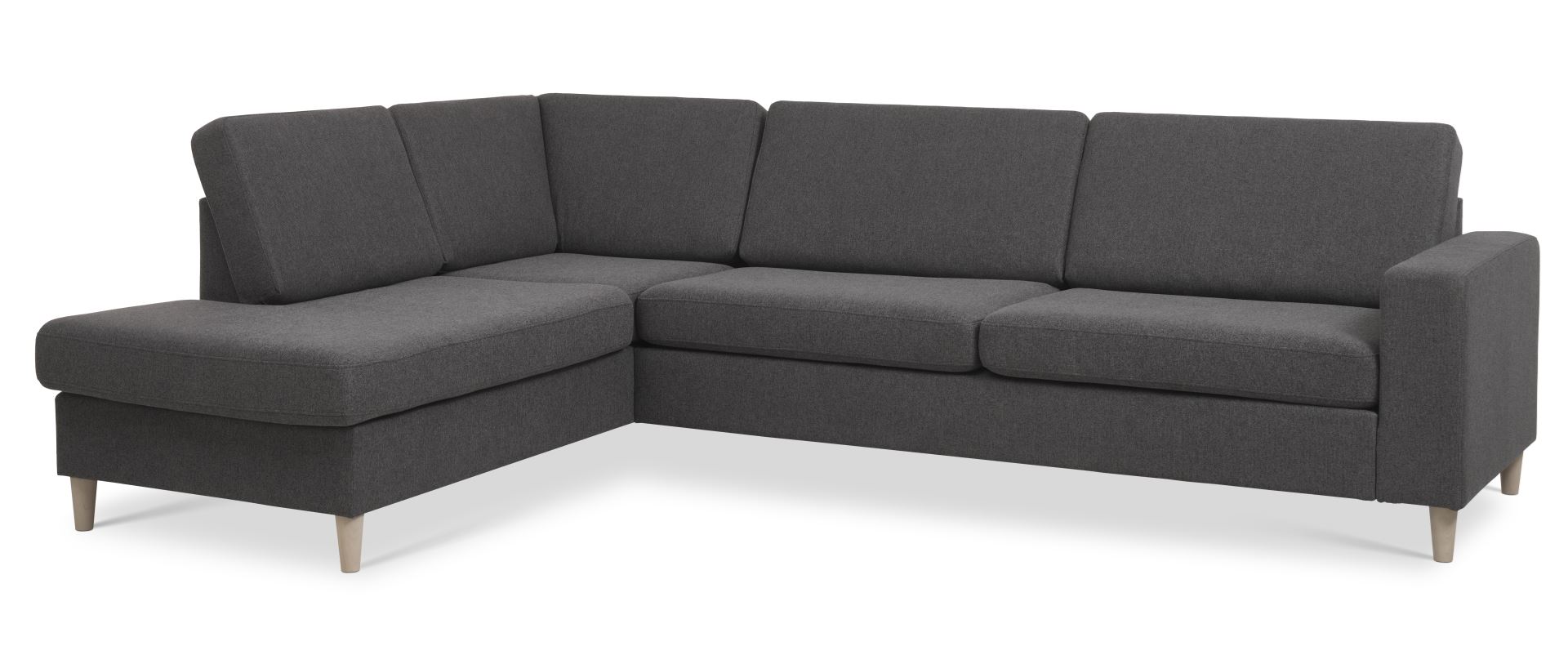 U-sofa med Chaiselong i Antracitgrå Polyester