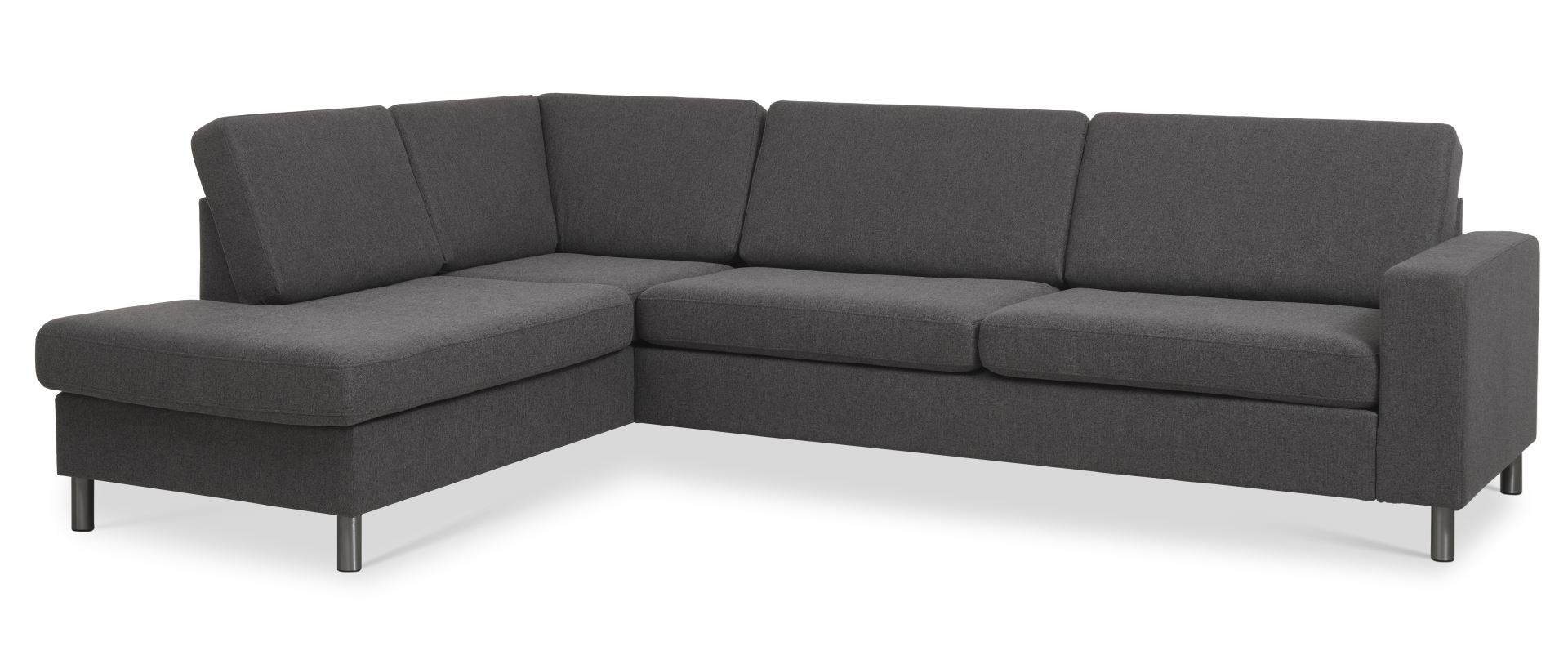 U-sofa med chaiselong i antracitgrå polyester - perfekt til hygge!