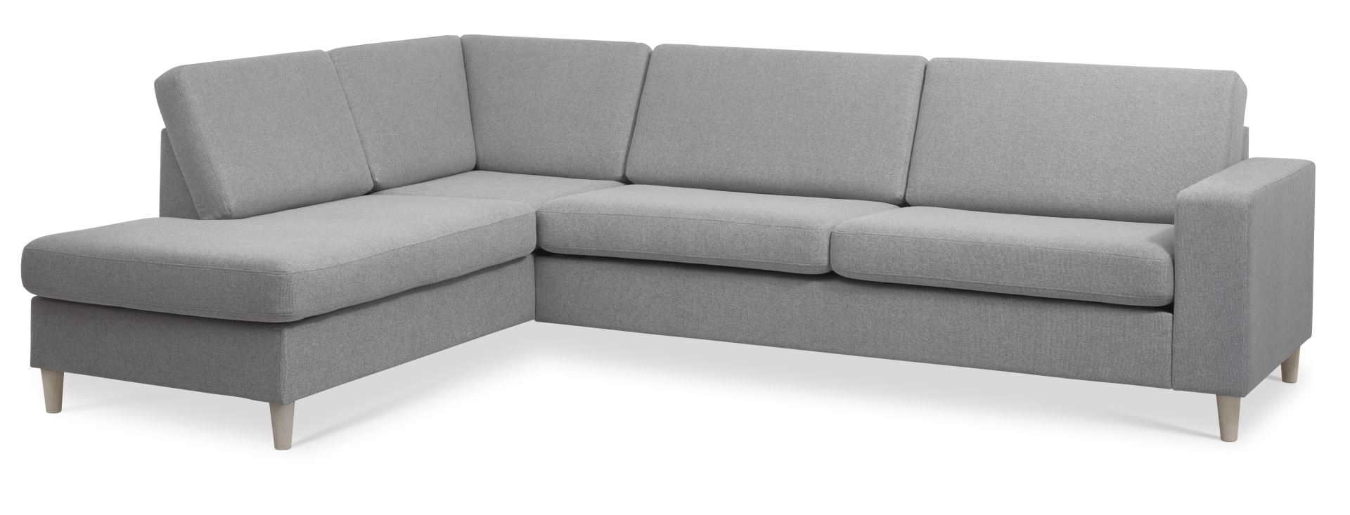 Grå U-sofa med Chaiselong i Polyester og Træ - Godt Tilbud!