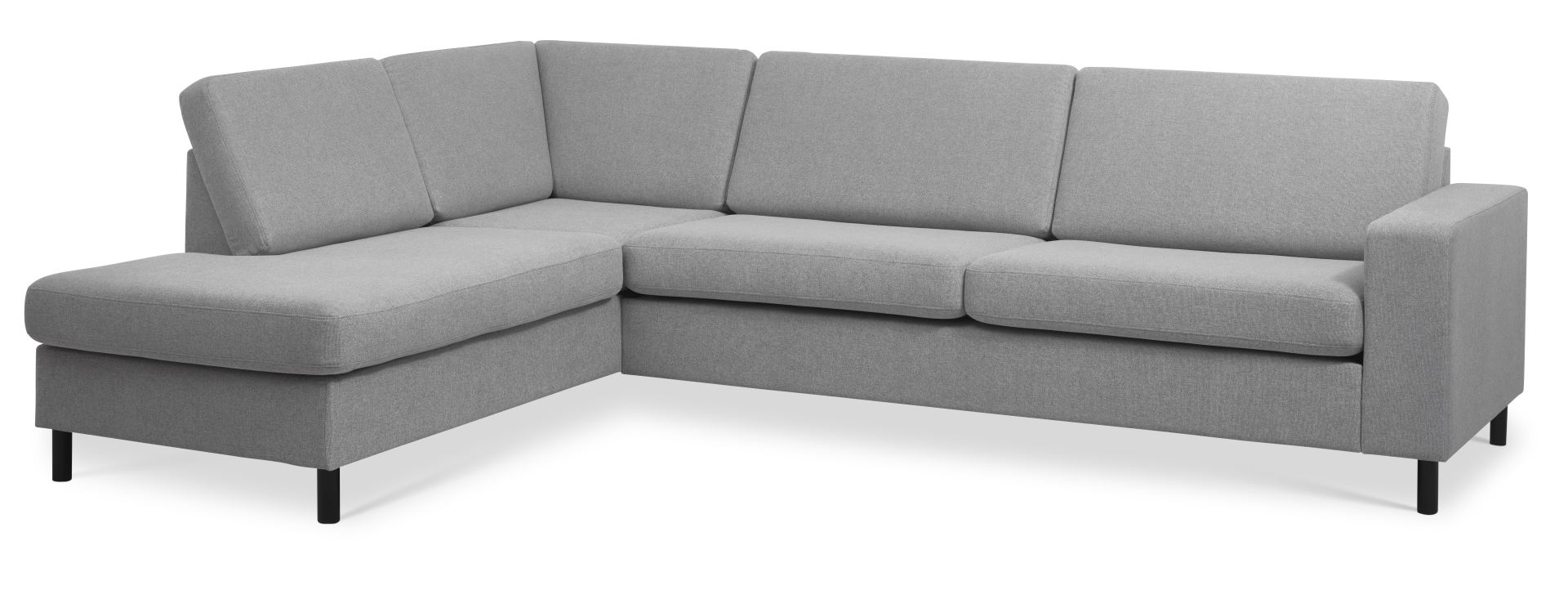 U-sofa med Chaiselong i Grå Polyester og Sort Træ