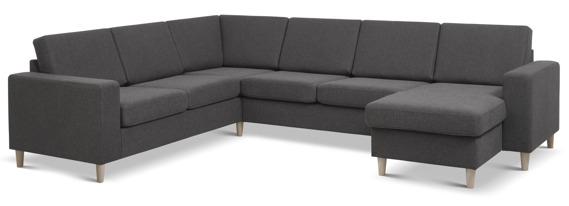 Pan Set 6 U-sofa med chaiselong i antracitgrå stof