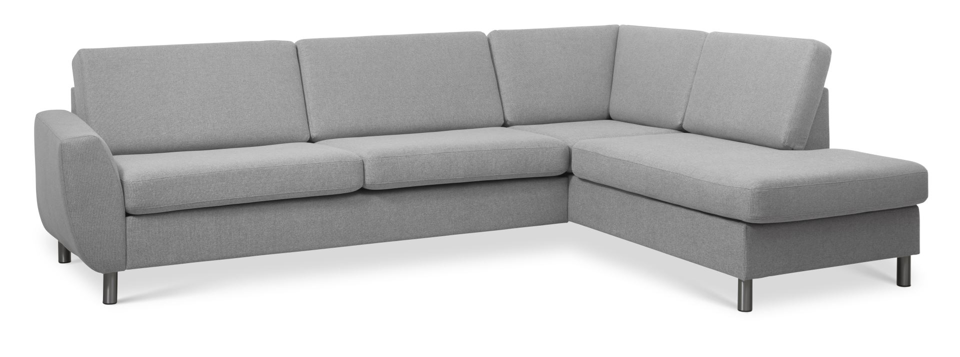 Grå U-sofa med Chaiselong i Polyester og Aluminium - Stil & Komfort