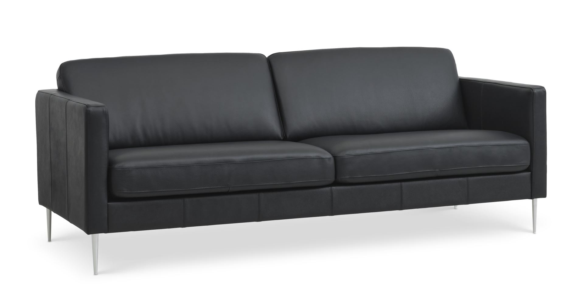 Stilfuld 2,5 Personers Sofa i Sort Semianilin Læder