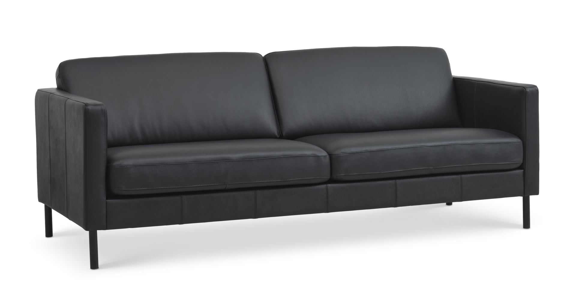 Komfortabel 2,5 Personers Sofa i Sort Semianilin Læder