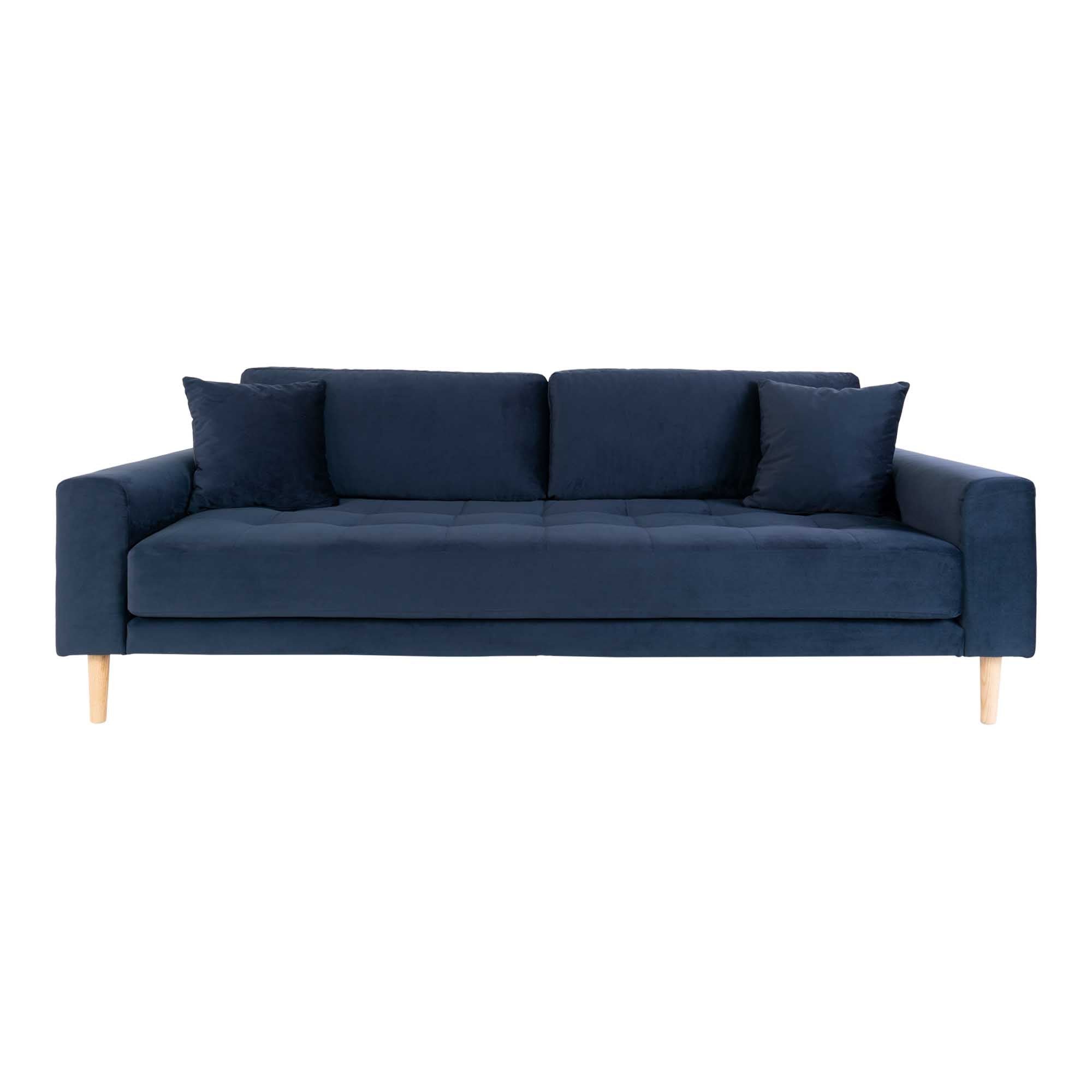 Blå Lido Personers Personers Mørke Velour Med Puder Natur Træben Hn1005 Housenordic Sofa - 5713917010103