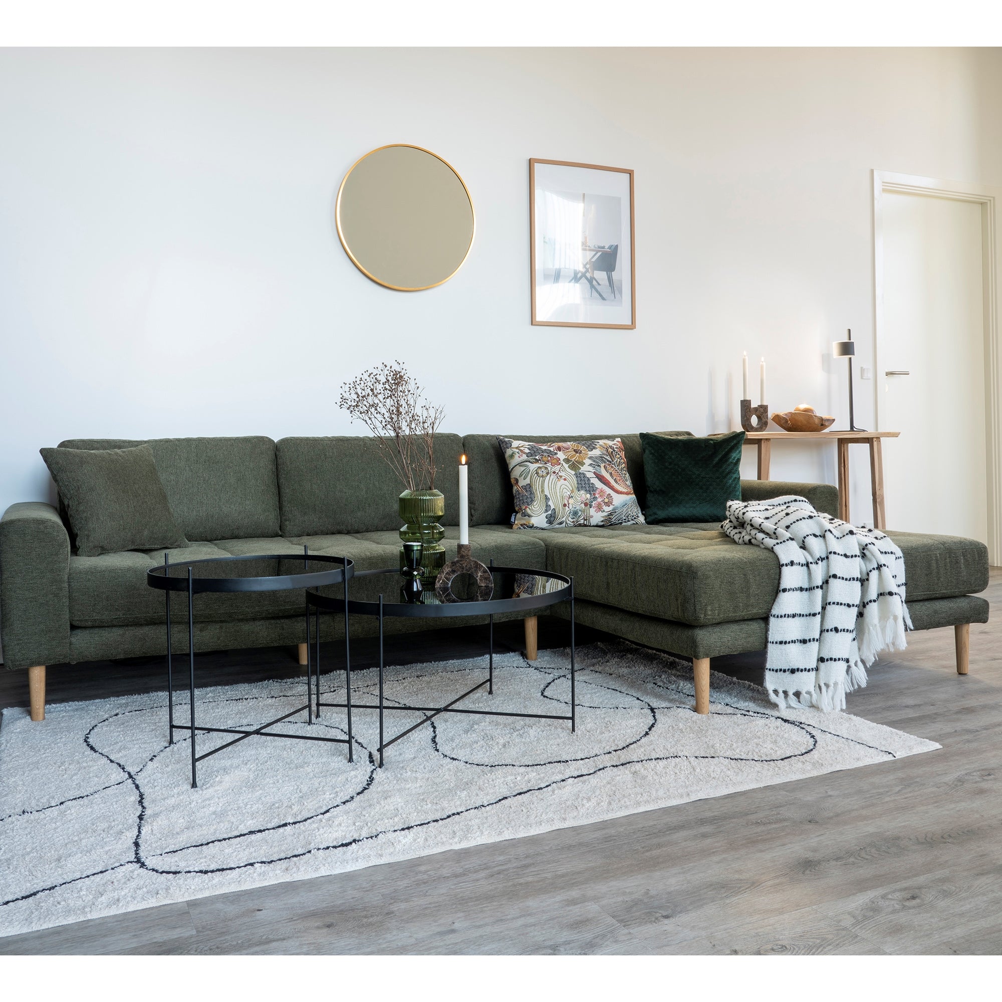 Oliven Grøn Højrevendt Lido Lounge Sofa fra House Nordic