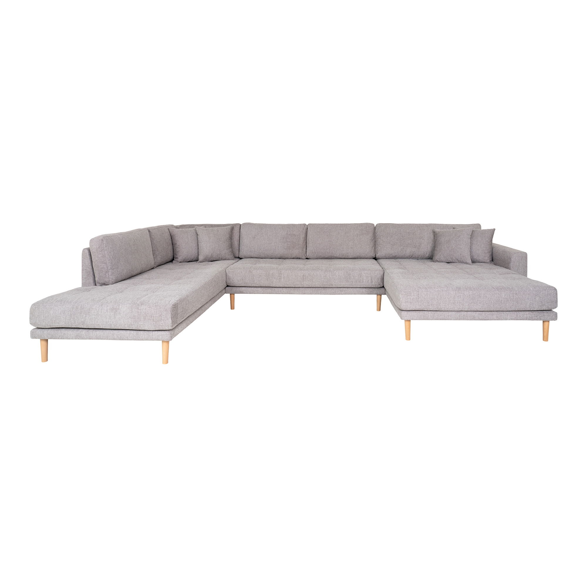Lido U-sofa i lysegrå stof – Stilfuld og rummelig sofa