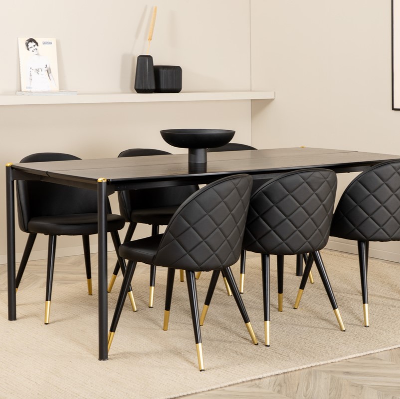 Mørkt Spisebord i Metal - Elegant Design til Seks Personer