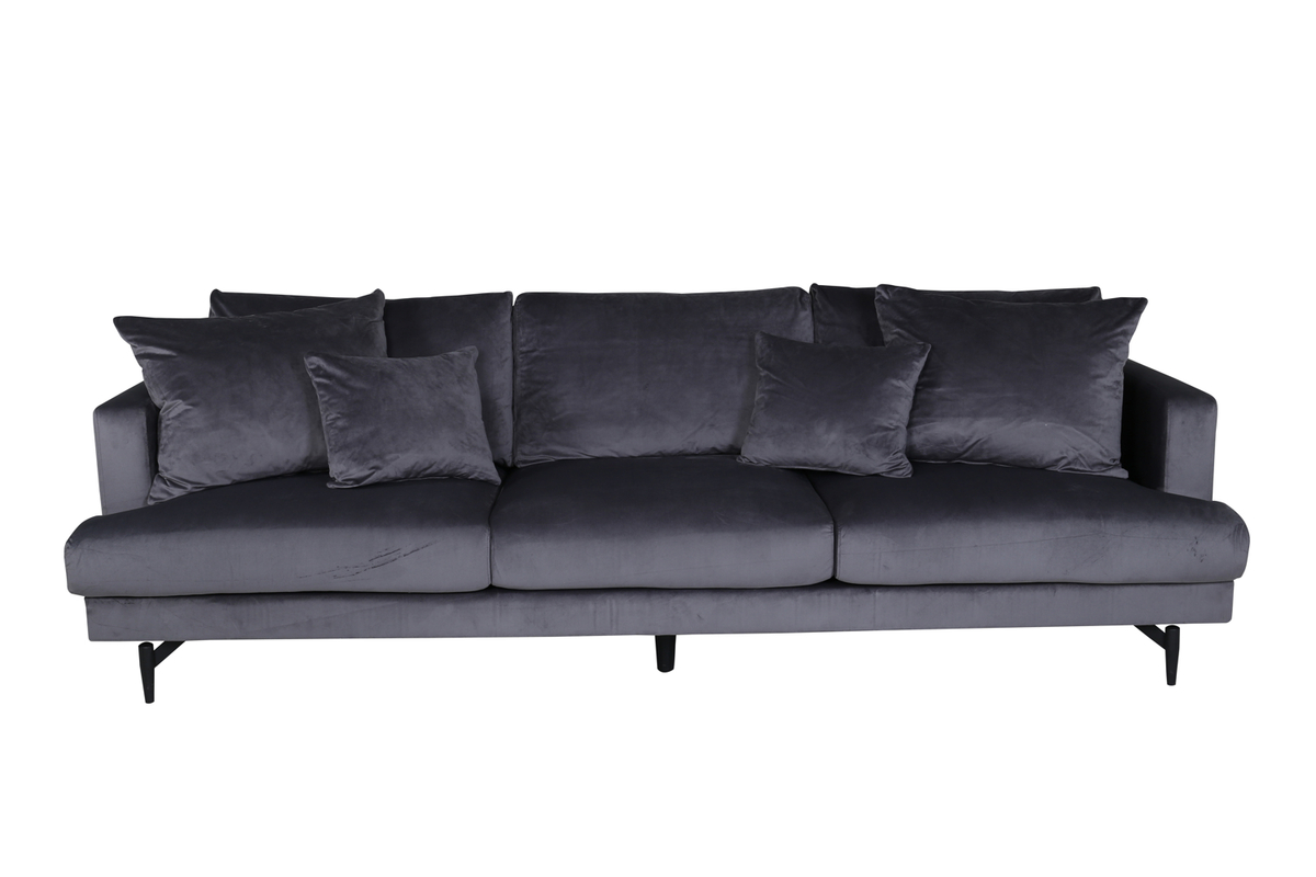 Sofia Sofa i Mørkegrå Fløjl – Stilfuld Indretning til Stuen