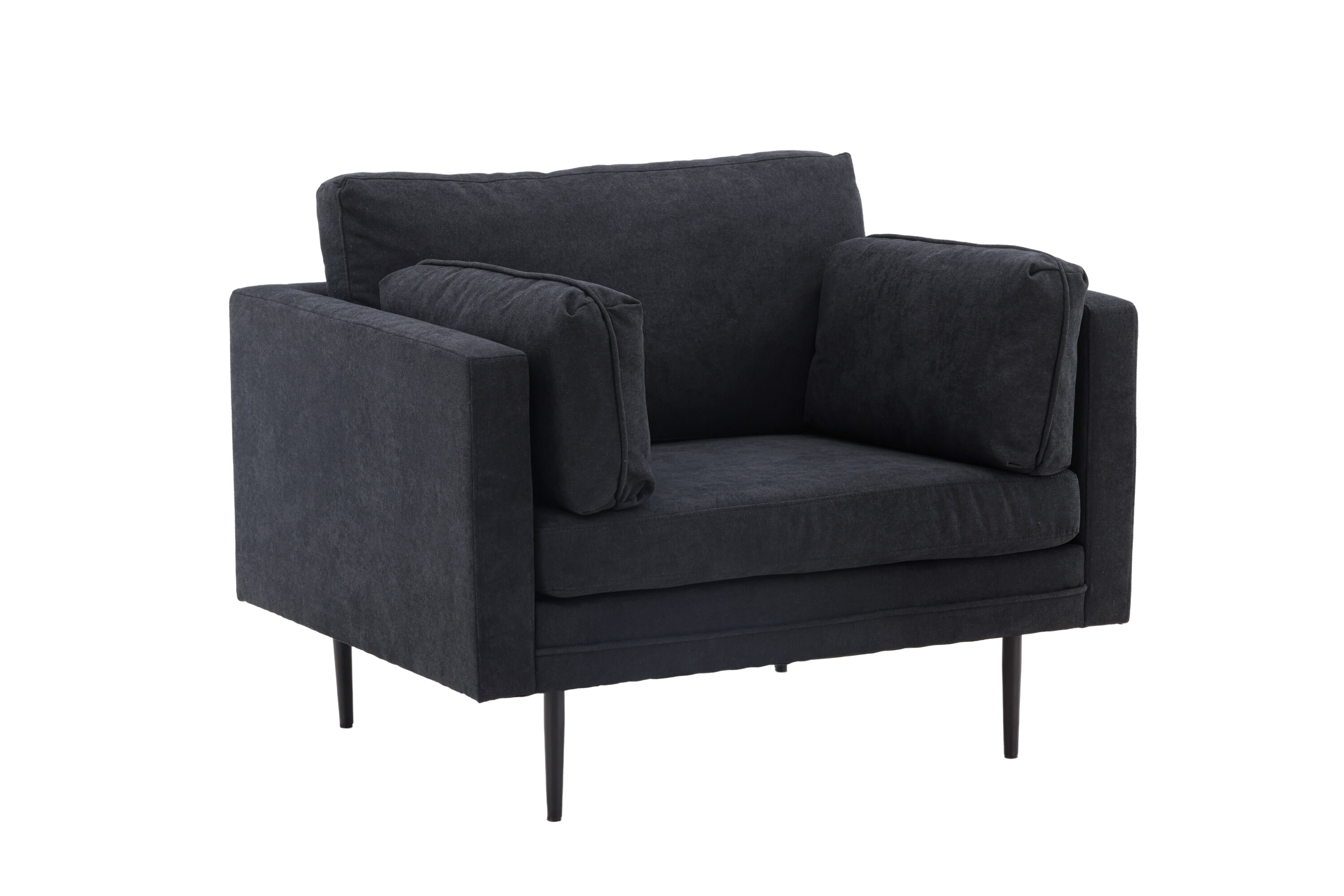 Sort Boom Armlæn Polyester Stof Stål Venture Design Lænestol - 7350107080096