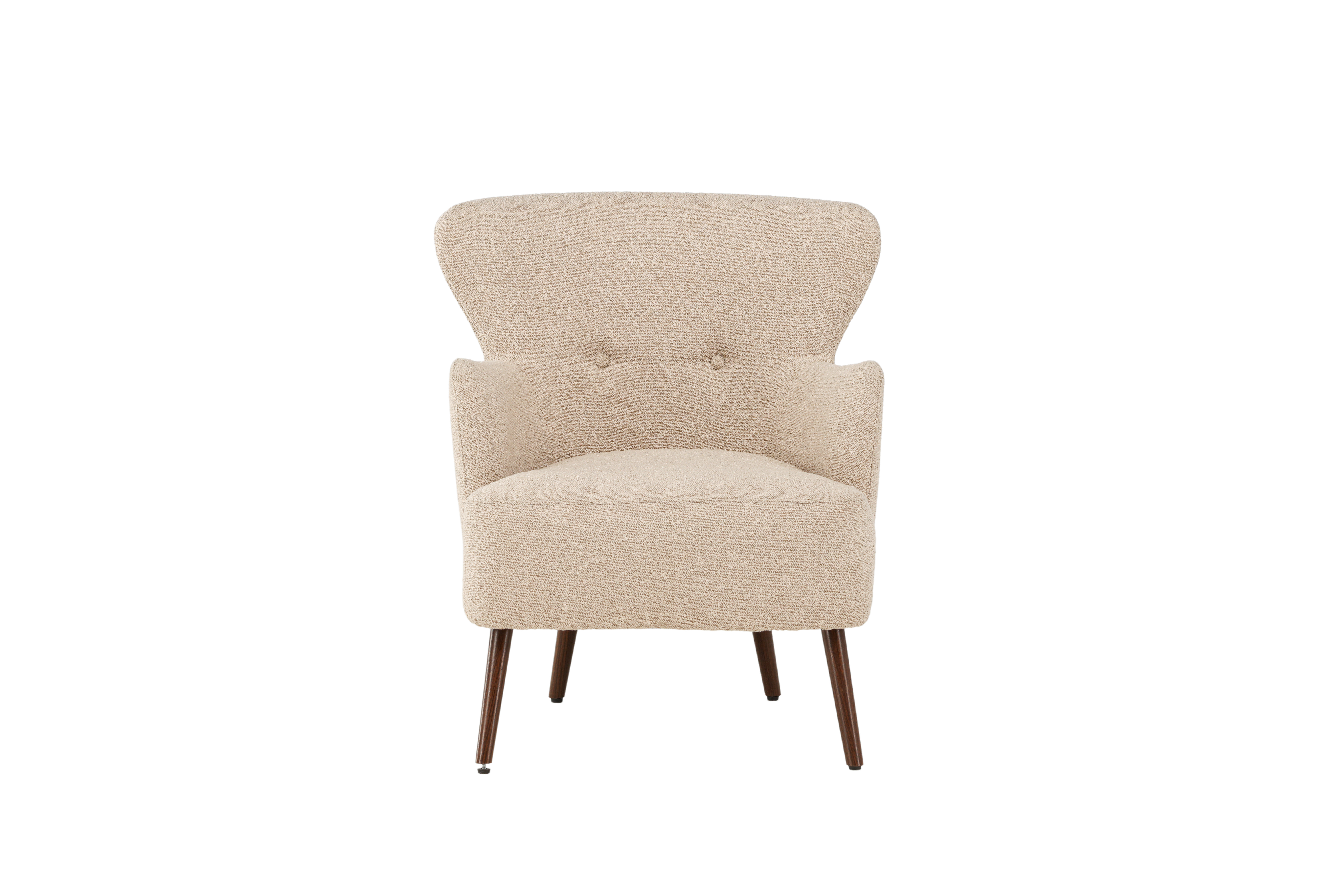 Beige Lincoln Boucl Stof Valnød Stål Venture Design Lænestol - 7340206963475