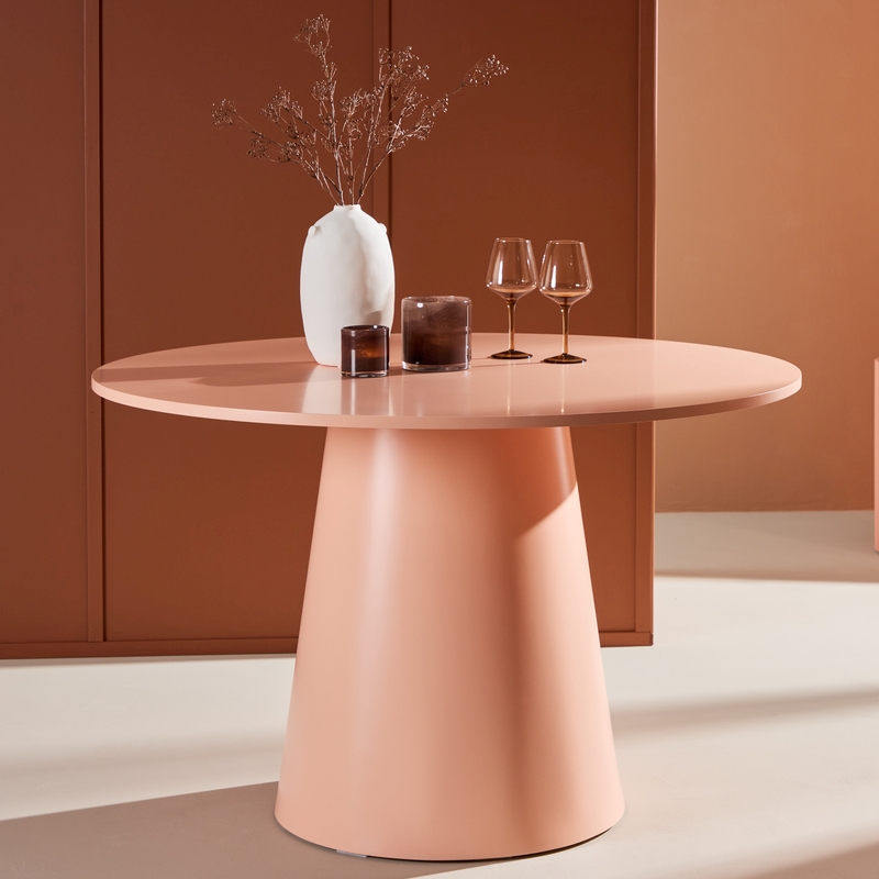 Rosa Pastello Spisebord Ø110 cm – Retro Design til Salg