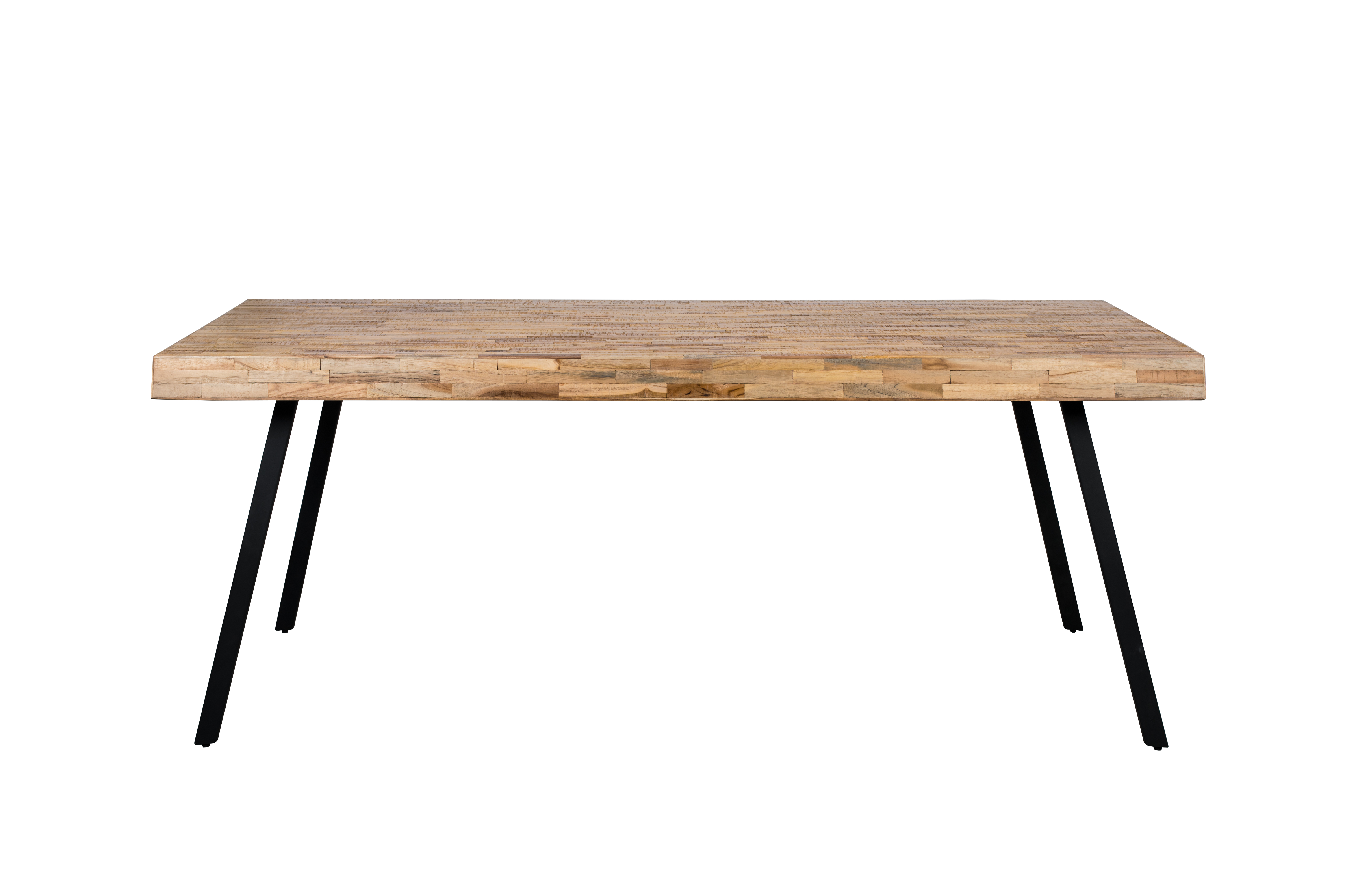 Rektangulært spisebord i natur teak og metal - Hvid 200x90
