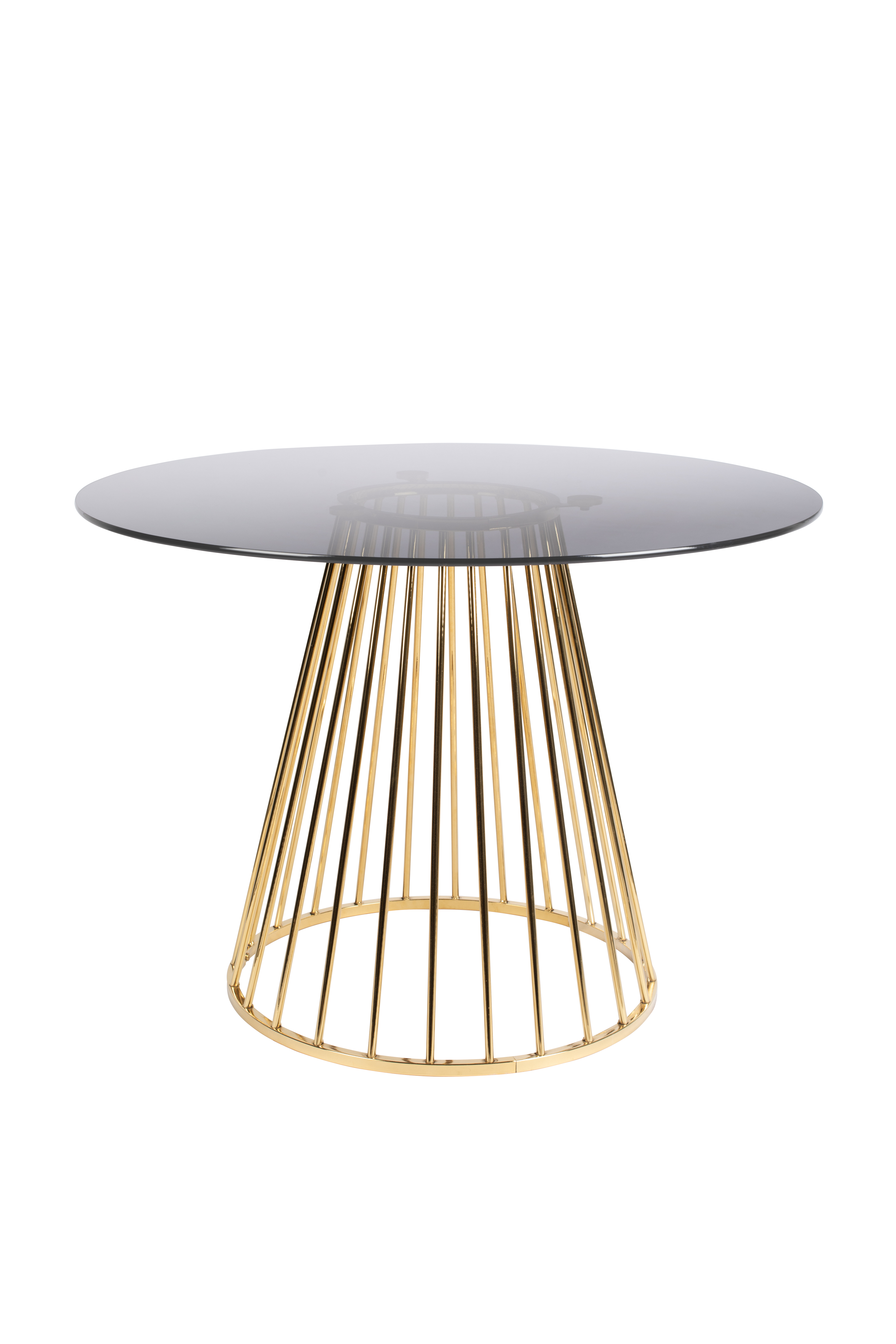 Hvid Rundt Spisebord med Glas og Guld Metal - 104 cm