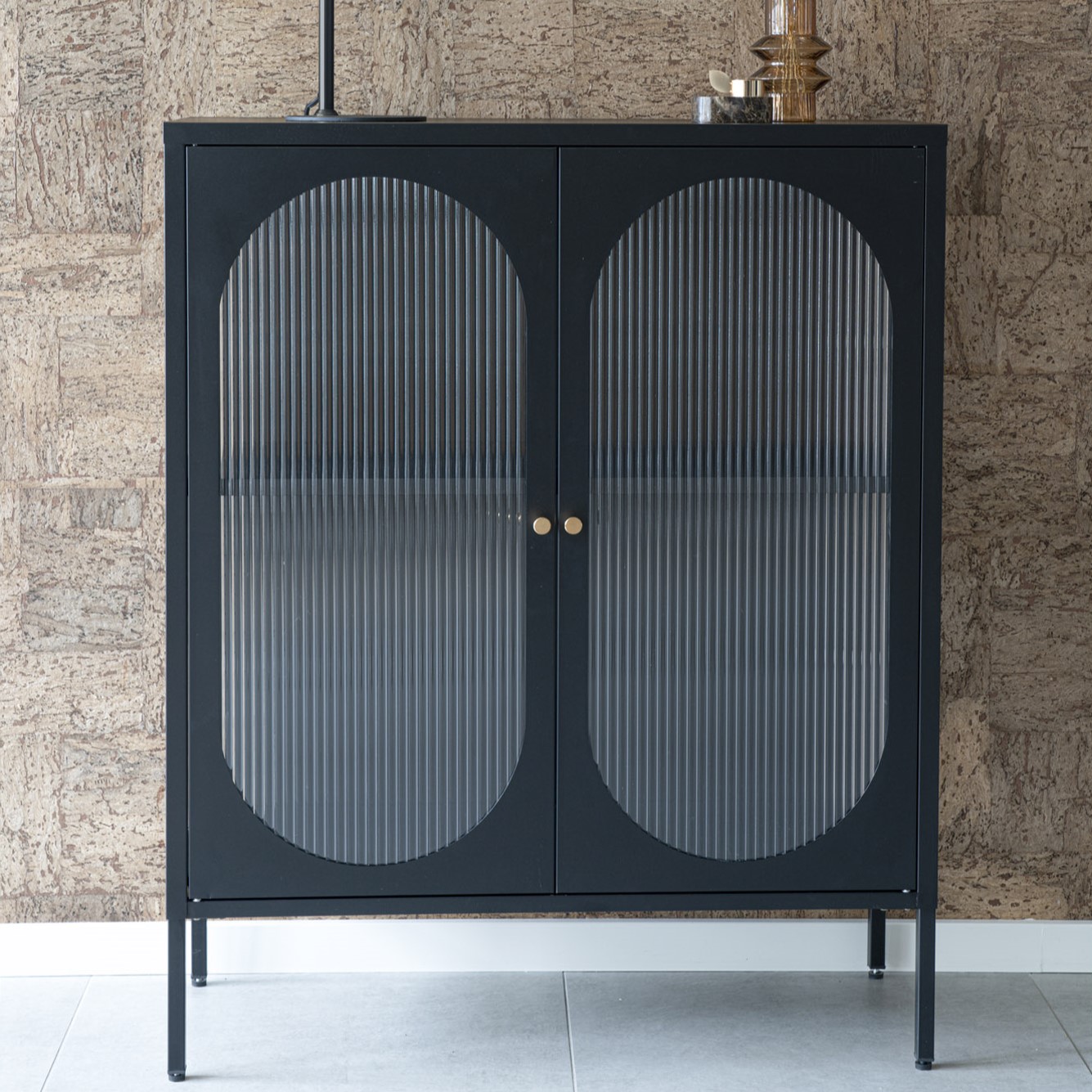 Castelli Vitrineskab i Metal med Riflet Glas - Unik Design
