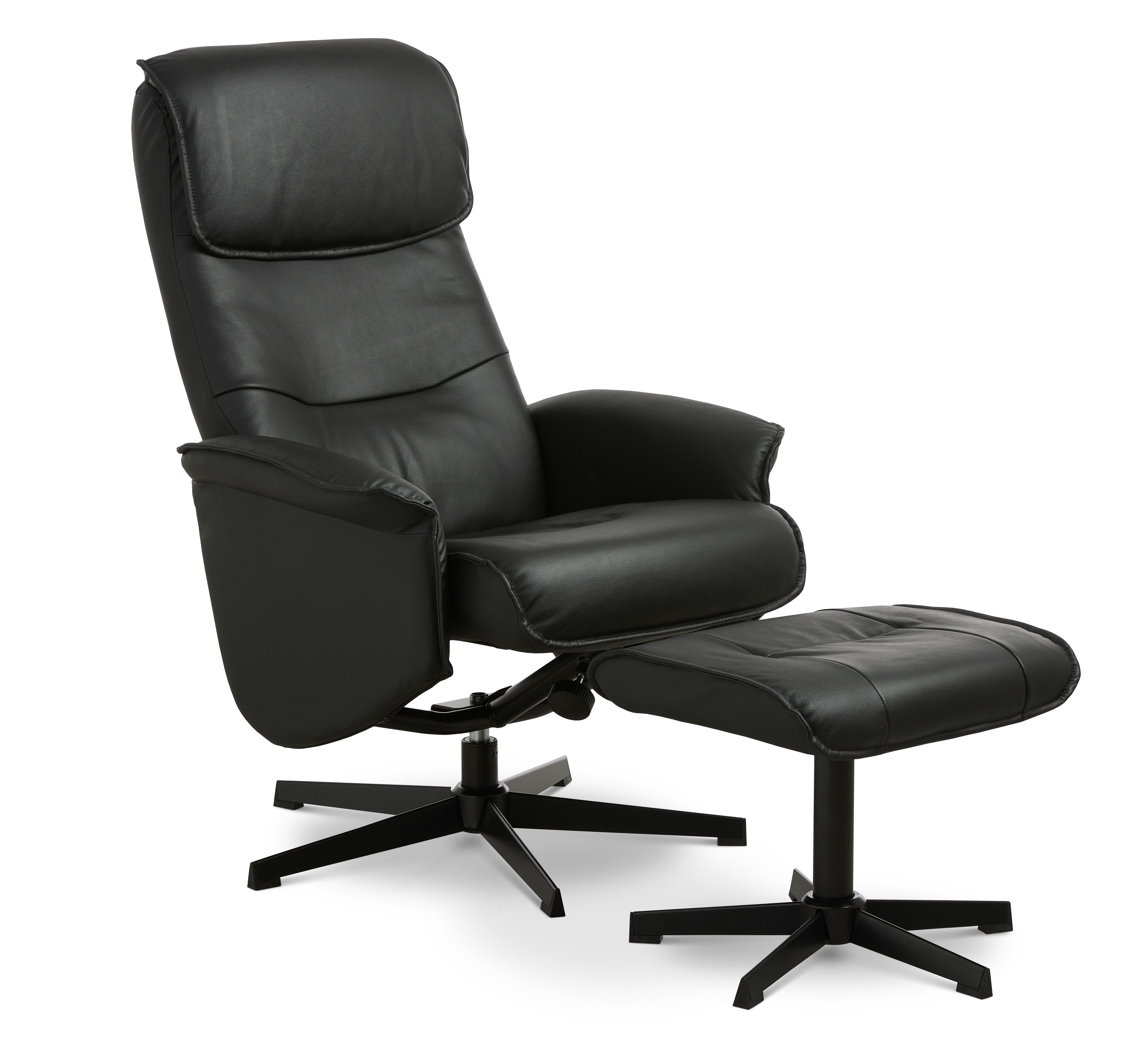 Sort Christian Armlæn Inkl Fodskammel Læder Pvc Metal Lexpo Living Lænestol - 5715249031757