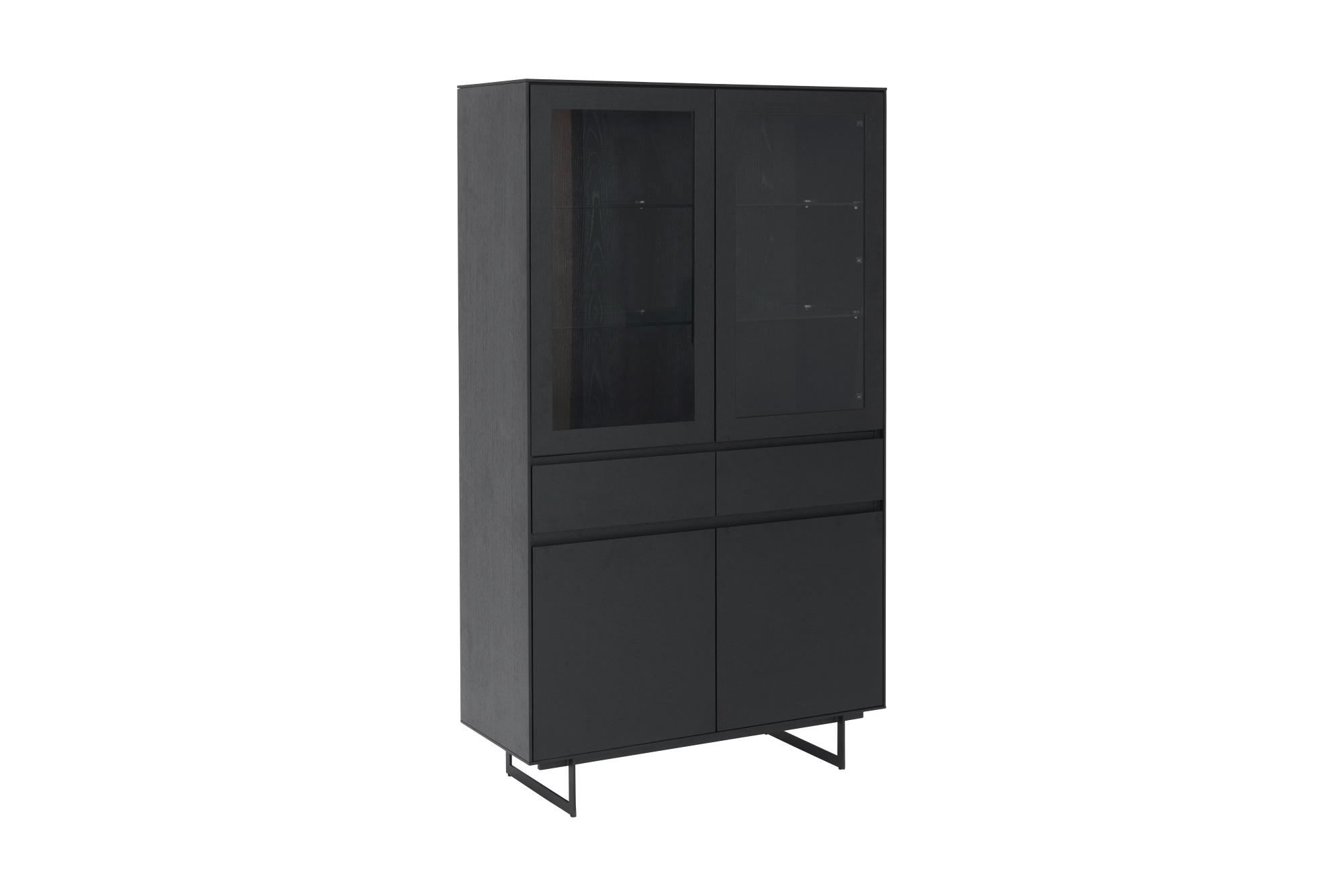 Sort Tokyo Låger Skuffer Hylder Led Lys Glas Egefinr Metal Furnhouse Vitrineskab - 5714365008216