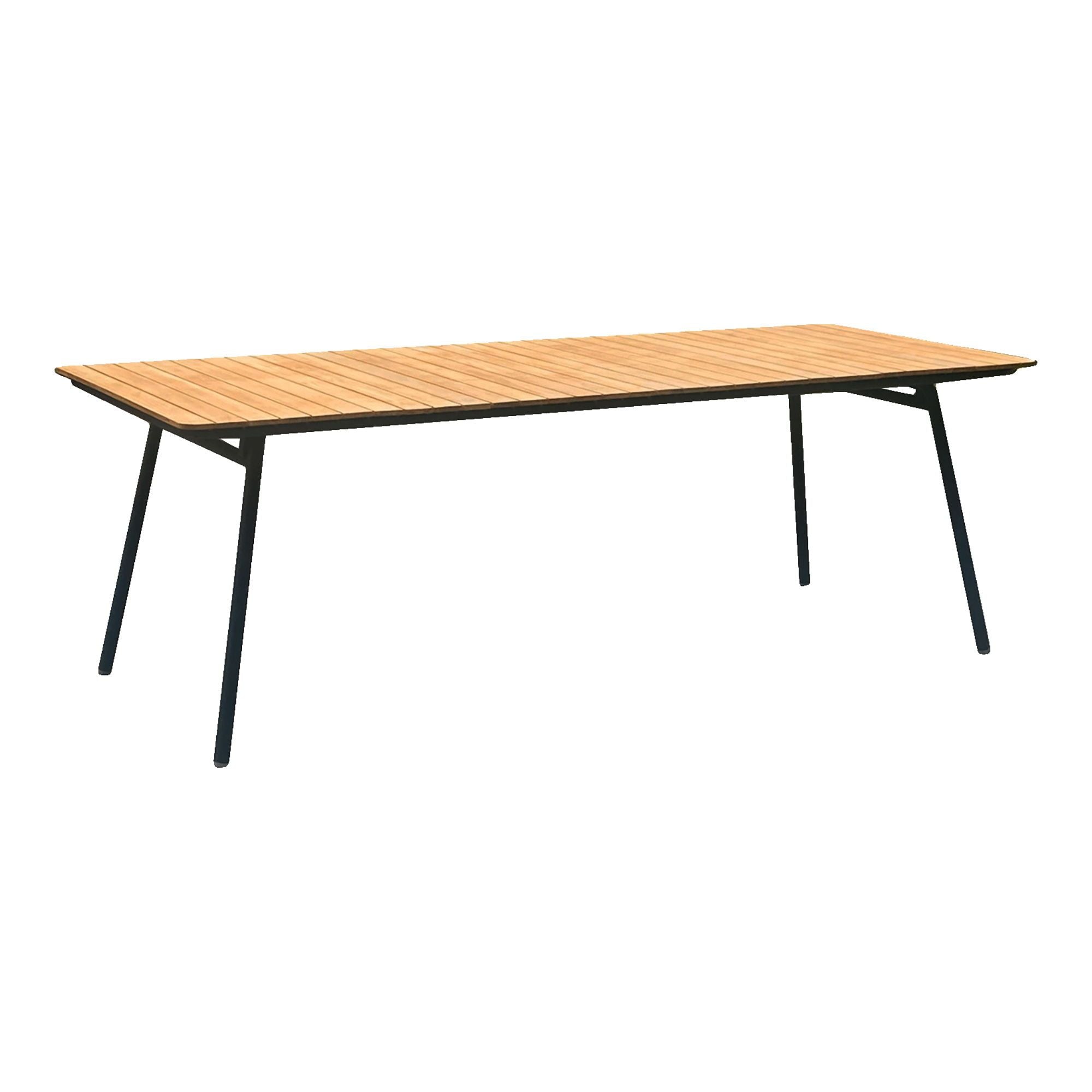 Cleveland Spisebord 220x90cm – Råt Teak & Sort Metal