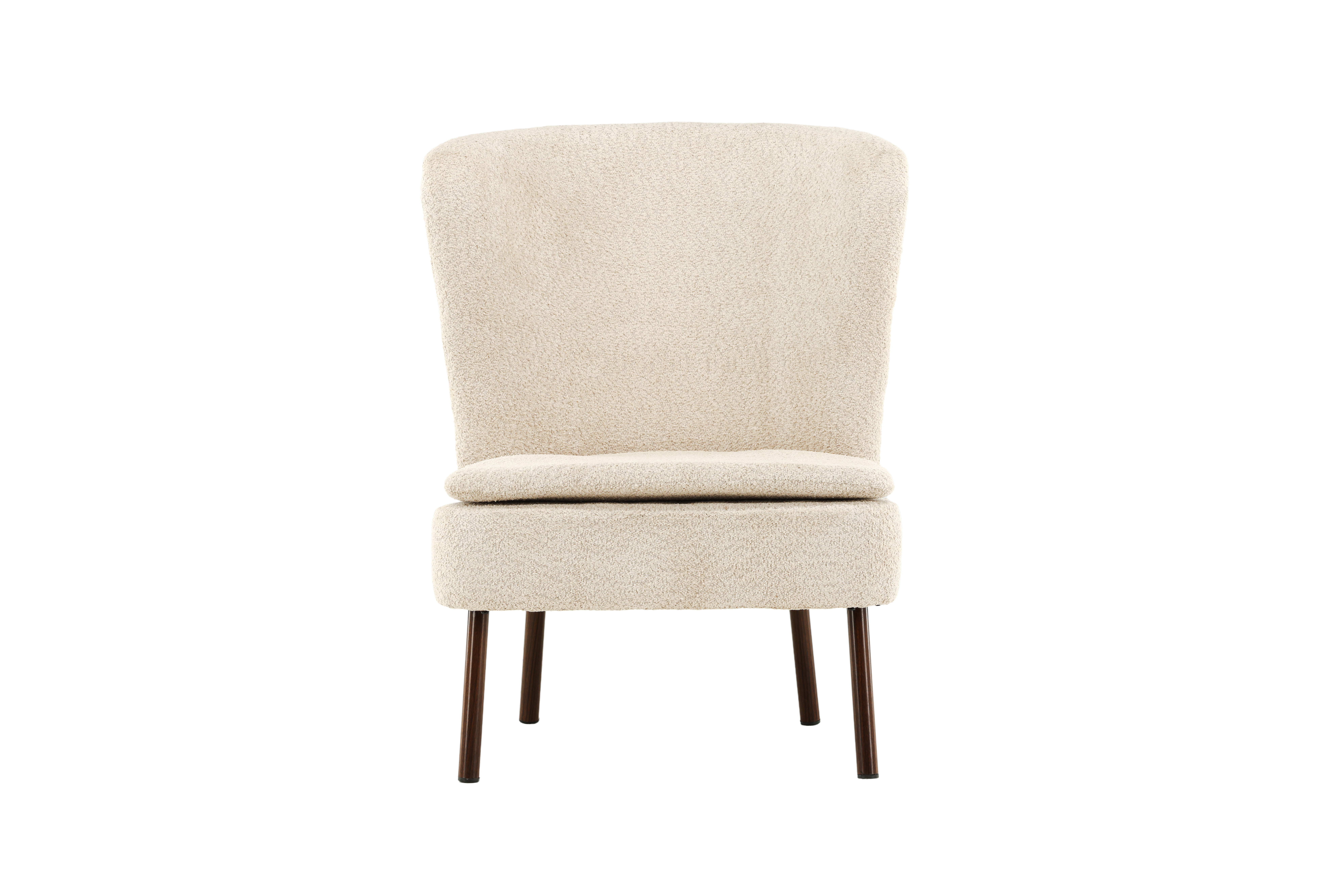 Beige Halls Boucl Stof Valnøddefarvet Stål Vind Collection Lænestol - 7340206969798