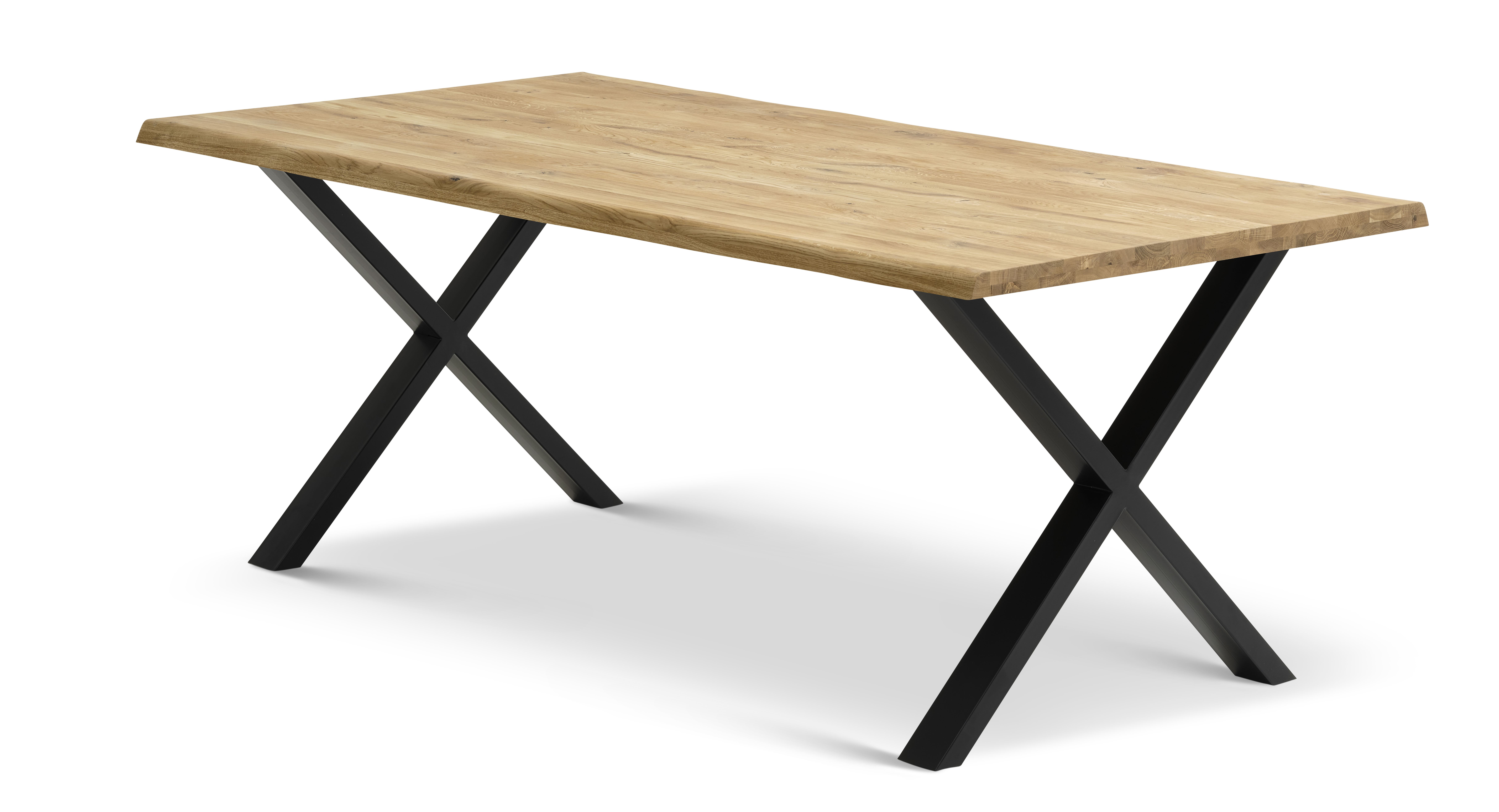 Sort Atlantic Med Bølget Kant Udtræk Natur Egetræ Metal 95x200 Lexpo Living Spisebord - 5715249033164