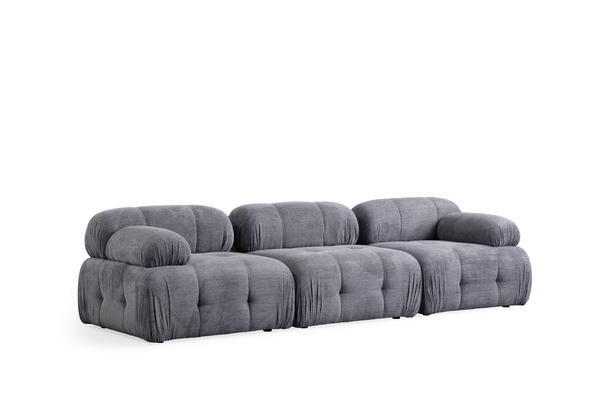Elegant 3-personers sofa i grå polyester - perfekt til stuen