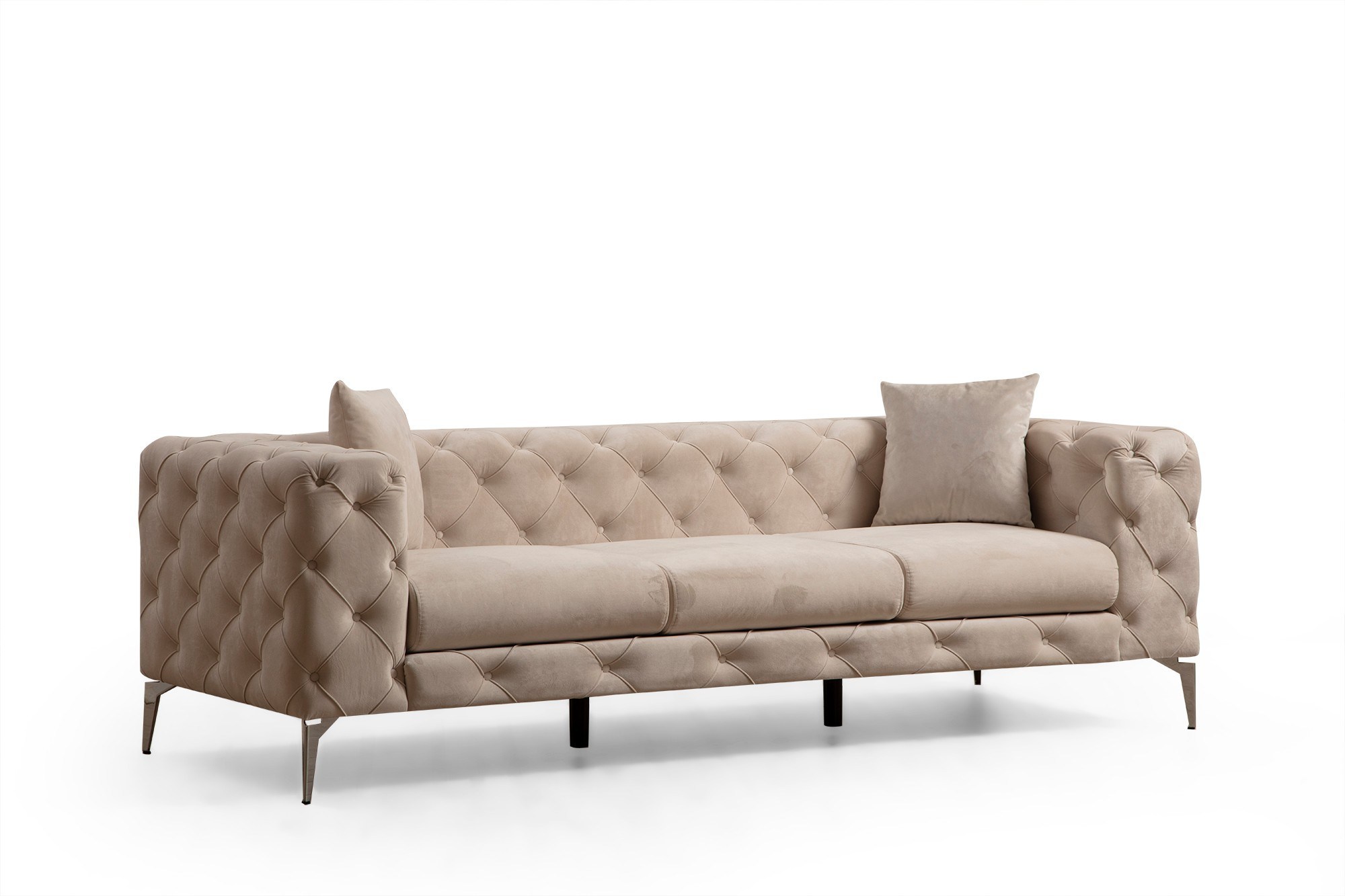 Como Pers Ecru Polyester Stof Forkromet Metal NordvÄrk Sofa - 8683342529020