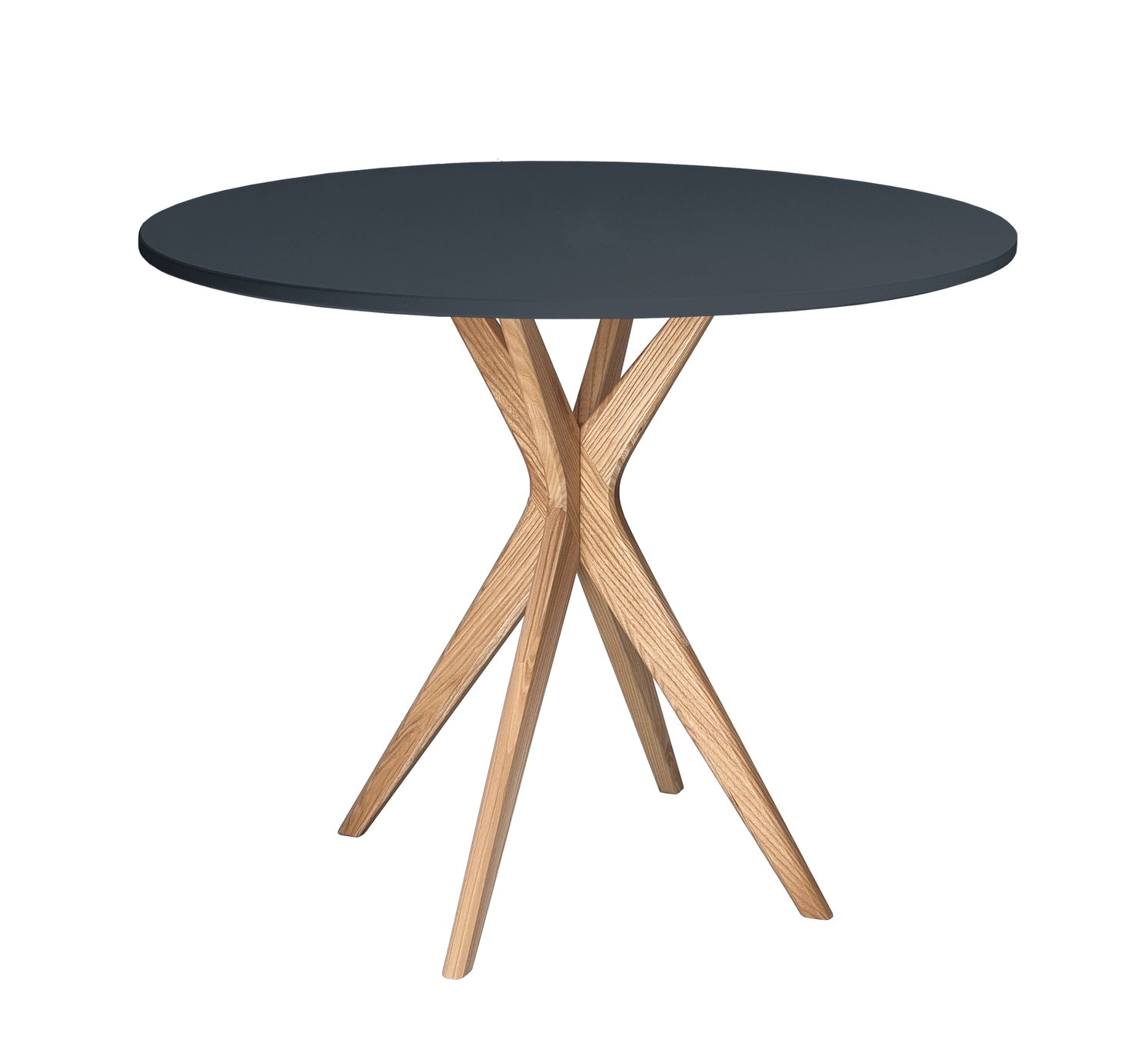 Rundt Grafit Spisebord i Asketræ - 90 cm Diameter