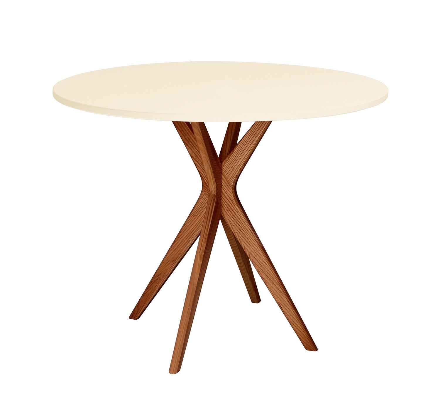 Hvidt Rundt Spisebord 90 cm - Jubi Design med Valnøddeben